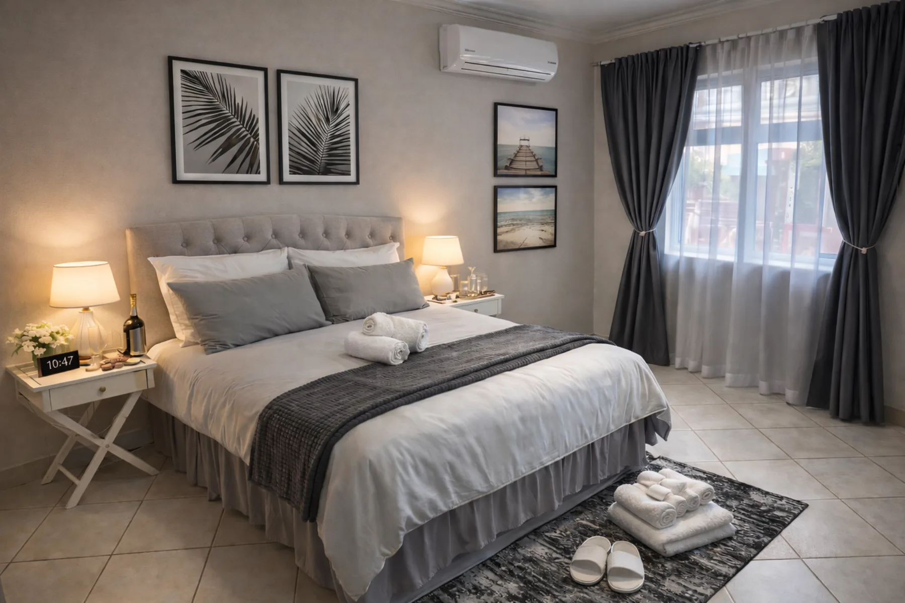 Bedroom – luxury linen and air-conditioning